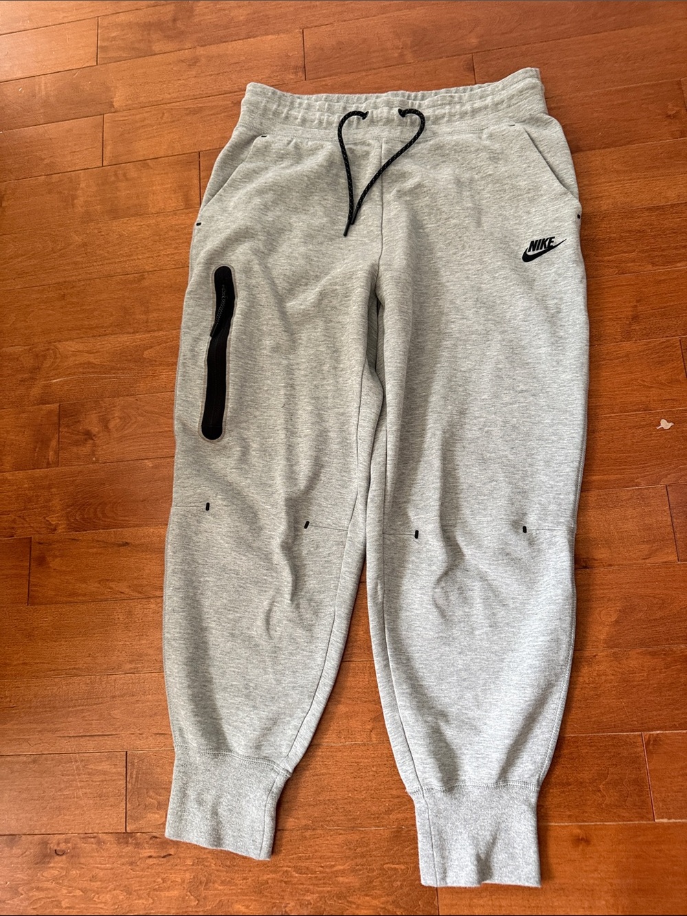 Nike Mens Light Gray Joggers with Black Accents